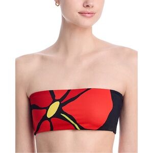 Cala de la Cruz Grecia Bandeau Flower Bikini Top‎ Red Black XS
